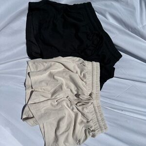 Women's Black and Cream Shorts